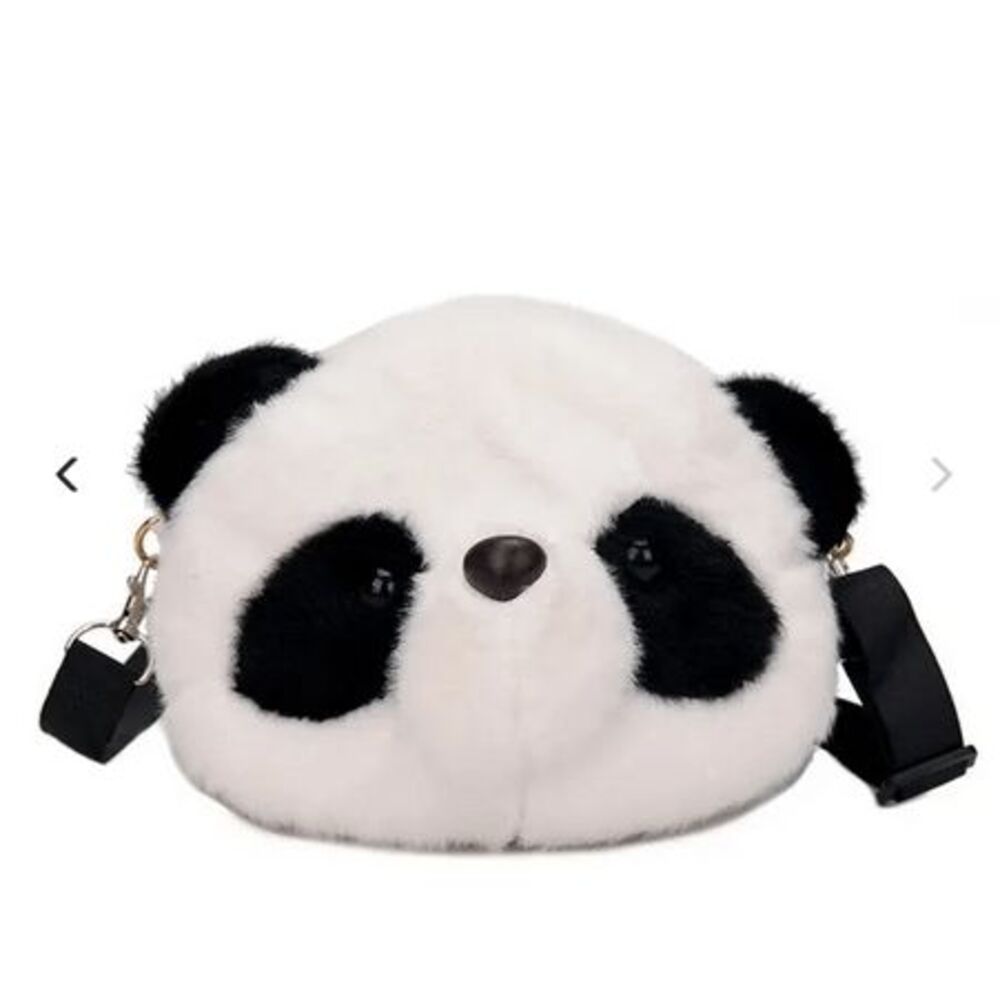 Fluffy Panda Head Purse - 7"x 7"